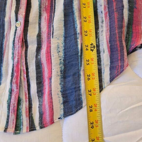 Juniper + Lime Womens Striped Button Front Long Sleeve Blouse Multicolor Small - Picture 10 of 11